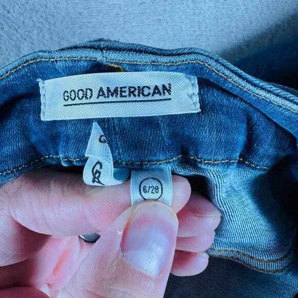 Good American Jean Women 6/28 Medium Wash Blue Denim Good Legs Skinny Distressed - Picture 7 of 15